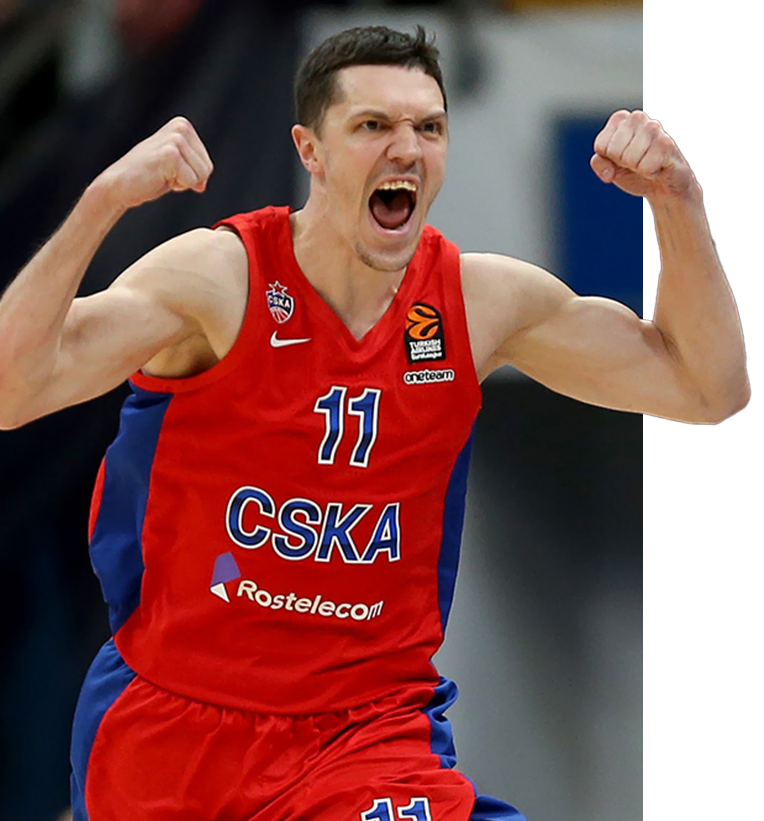 Баскетболисты ПБК ЦСКА в игровой форме во время матча
